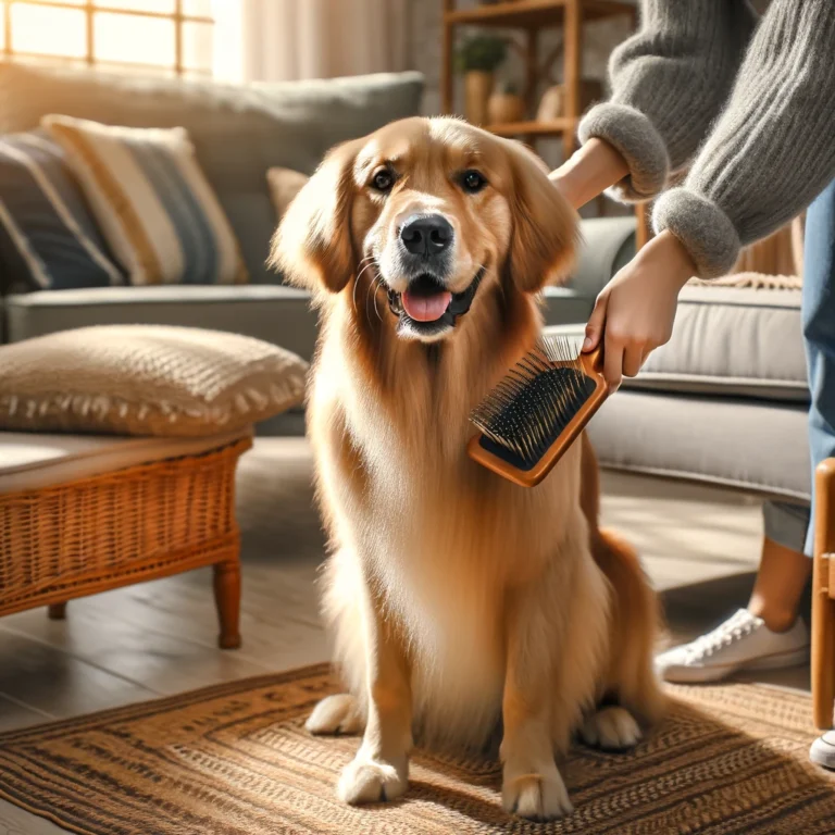 Golden Retriever wird gebürstet